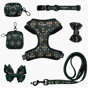 Petmode Black and Green Pet Accessory Set Size M